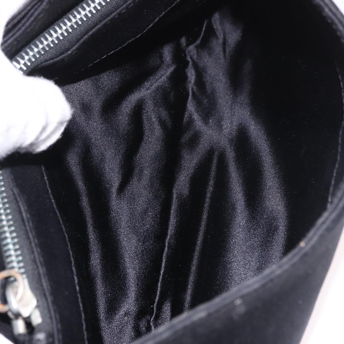 FENDI Mamma Baguette Shoulder Bag Satin Black Silver Auth 187660