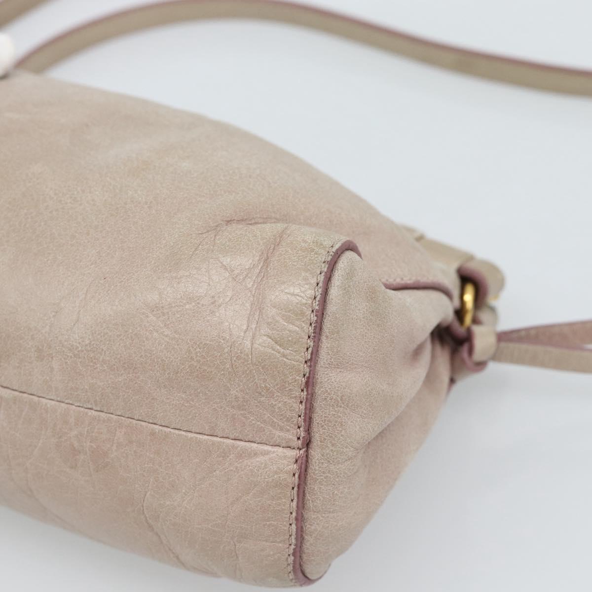 Miu Miu Shoulder Bag Leather Pink Gold Auth 187662