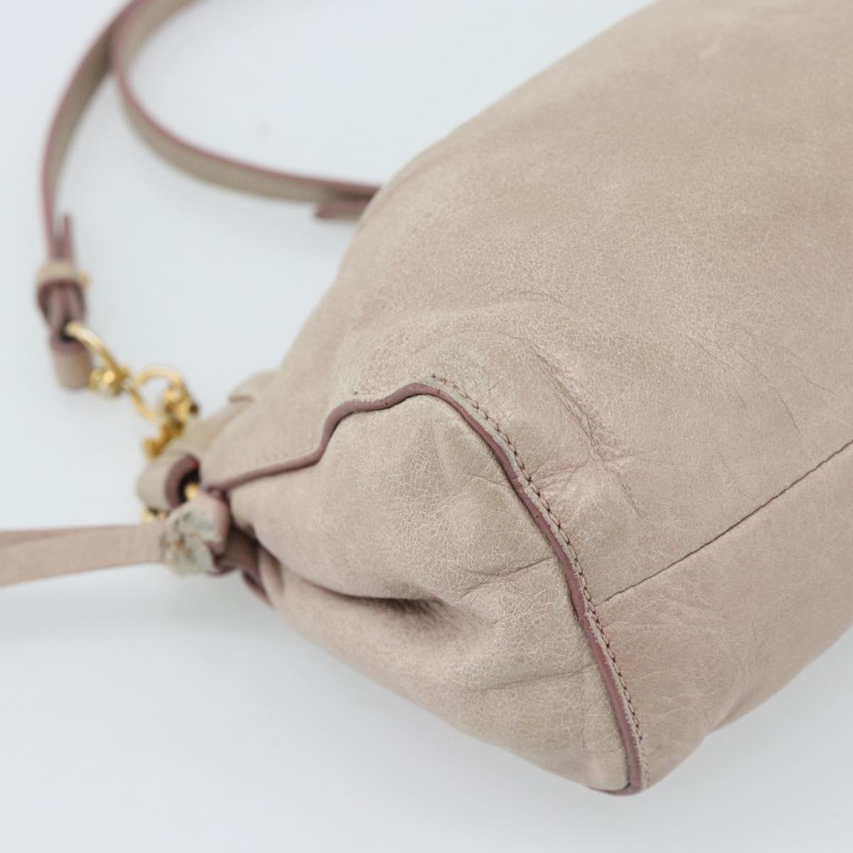 Miu Miu Shoulder Bag Leather Pink Gold Auth 187662