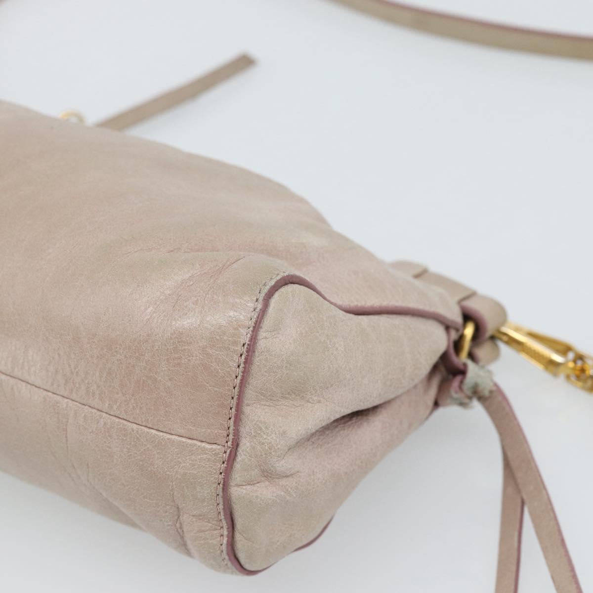 Miu Miu Shoulder Bag Leather Pink Gold Auth 187662