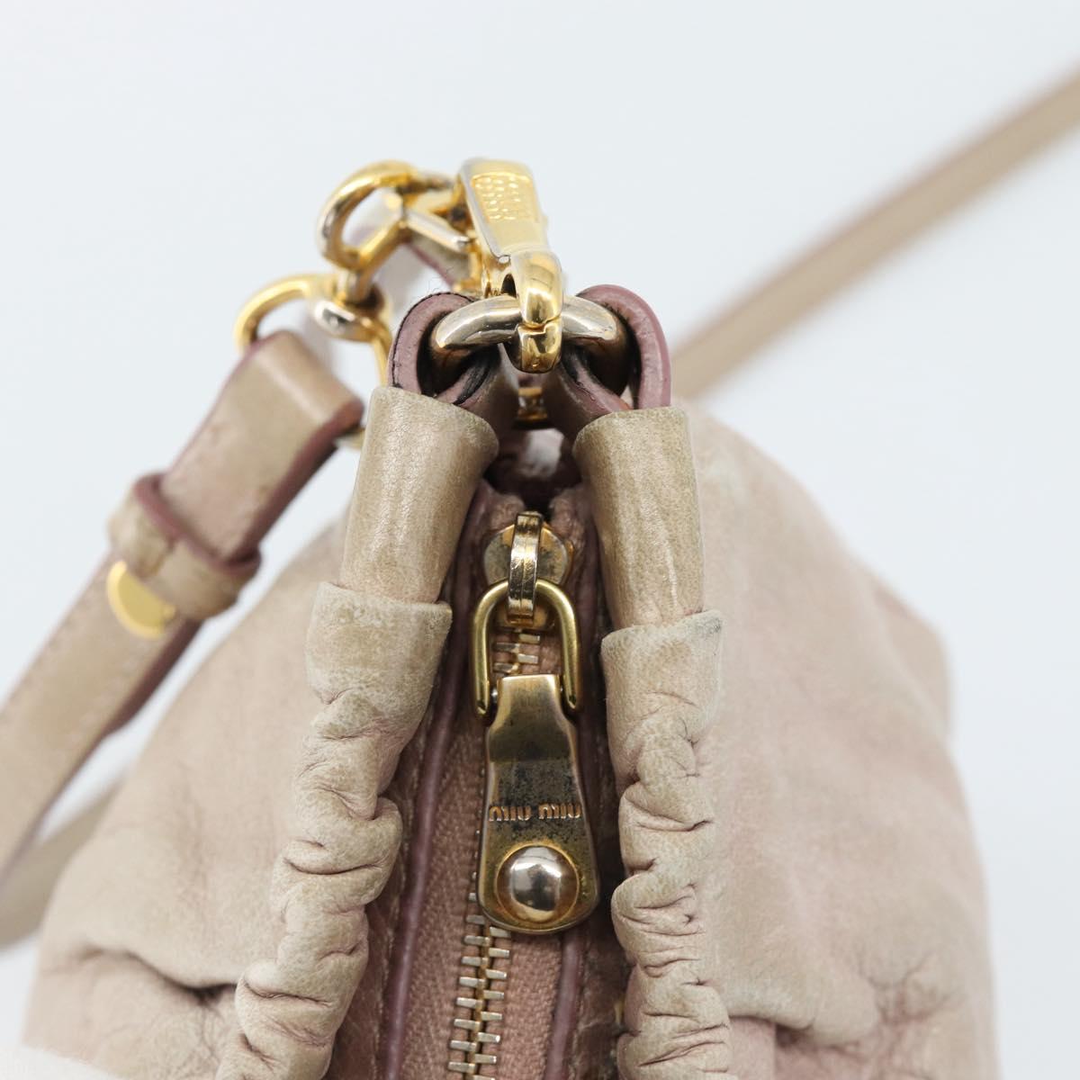 Miu Miu Shoulder Bag Leather Pink Gold Auth 187662