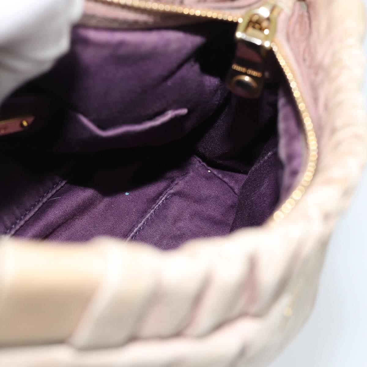 Miu Miu Shoulder Bag Leather Pink Gold Auth 187662
