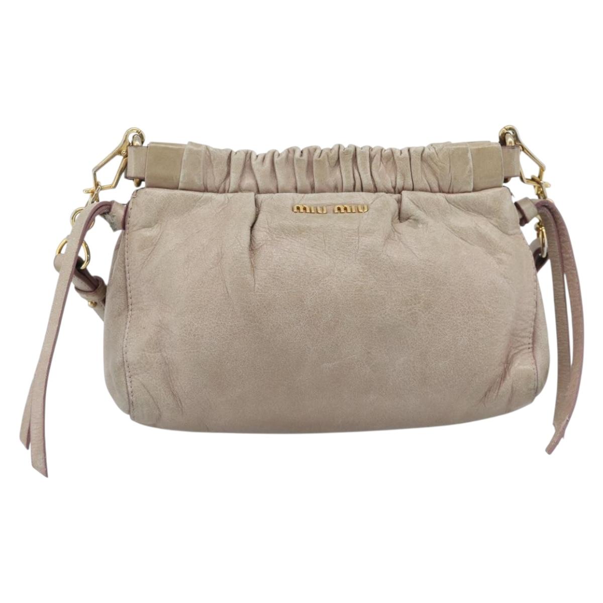 Miu Miu Shoulder Bag Leather Pink Gold Auth 187662