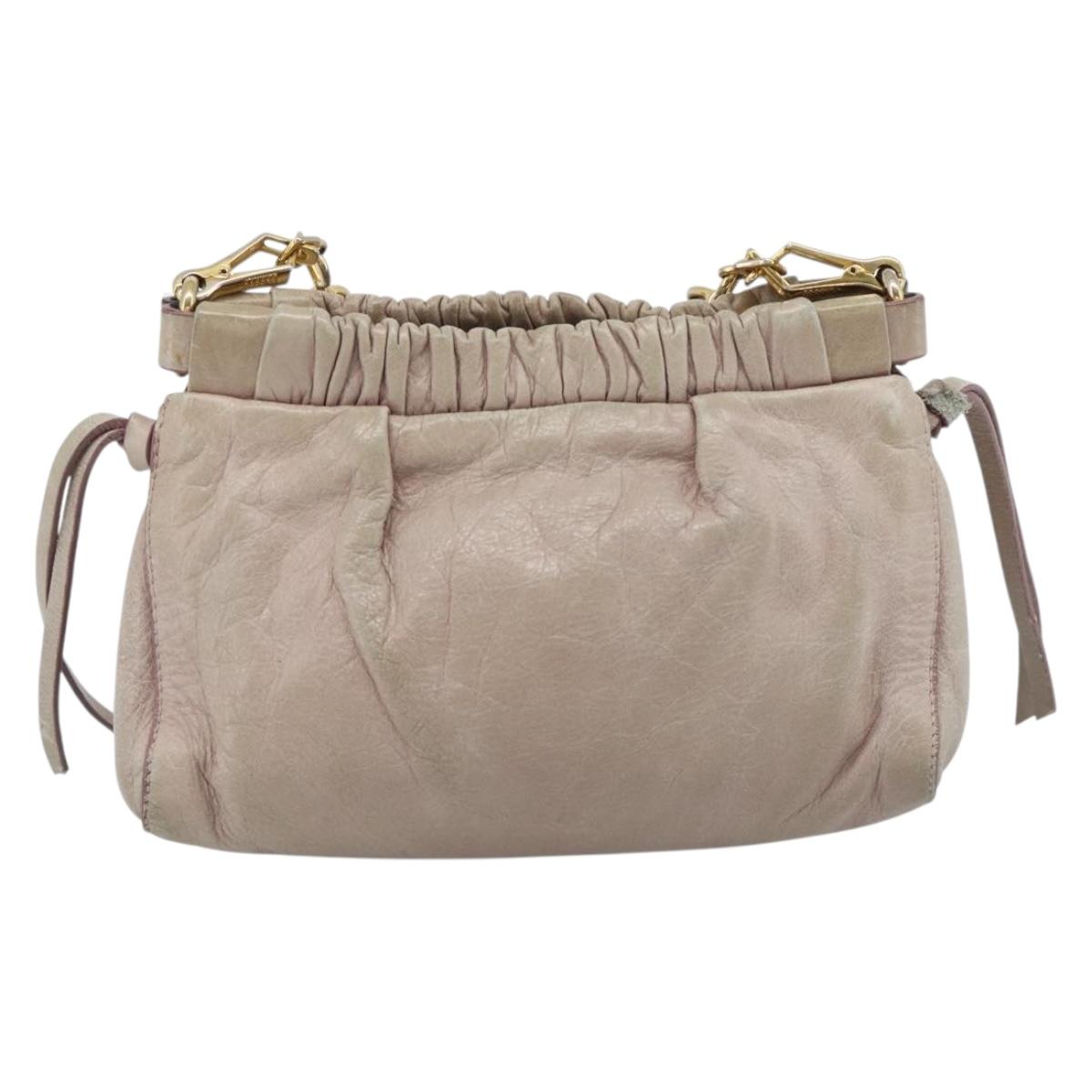 Miu Miu Shoulder Bag Leather Pink Gold Auth 187662