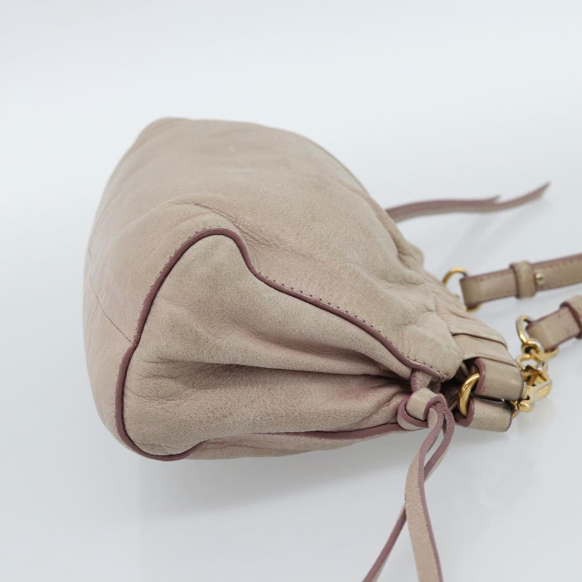 Miu Miu Shoulder Bag Leather Pink Gold Auth 187662