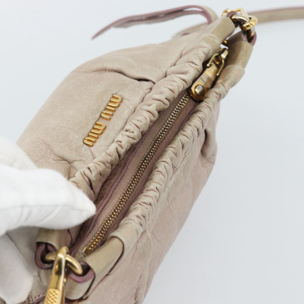 Miu Miu Shoulder Bag Leather Pink Gold Auth 187662
