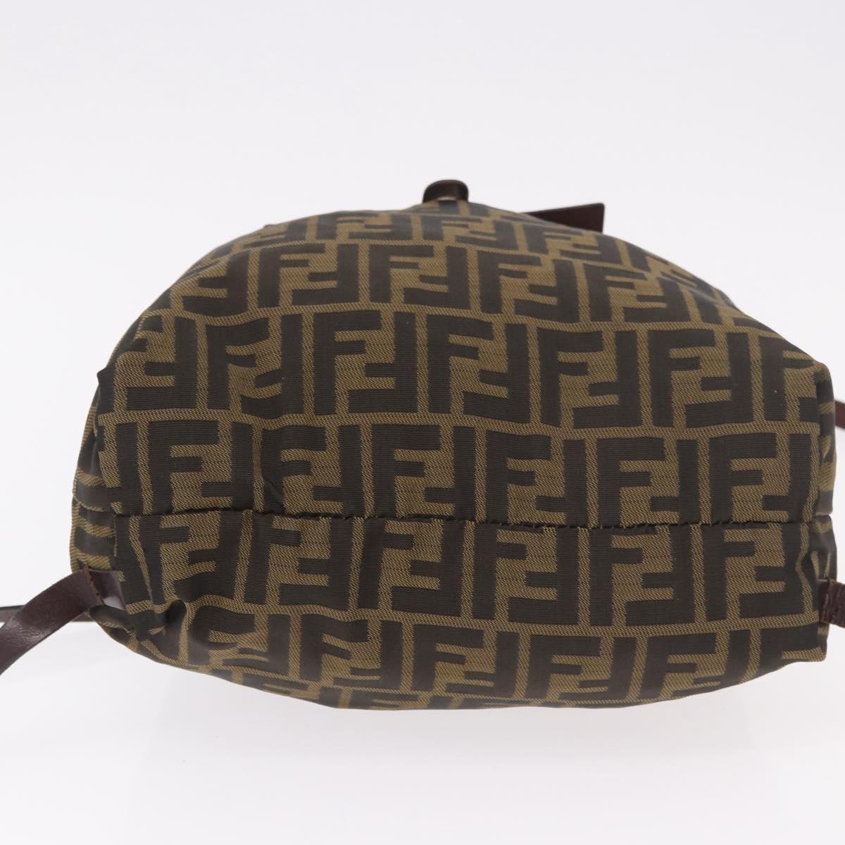 FENDI Zucca Canvas Backpack Nylon Brown Black Auth 187667