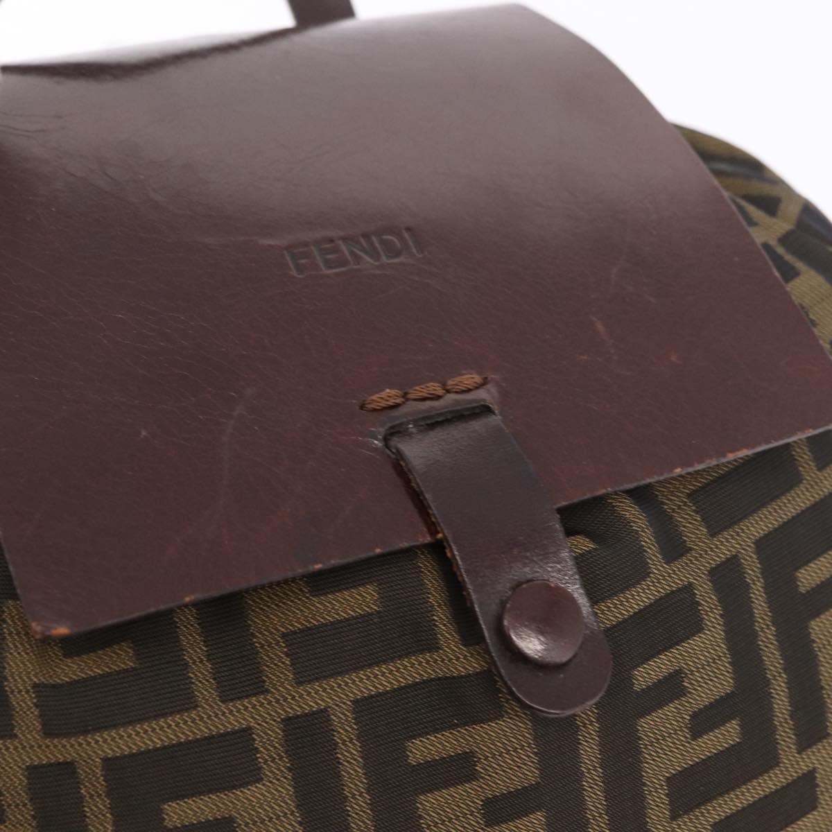 FENDI Zucca Canvas Backpack Nylon Brown Black Auth 187667
