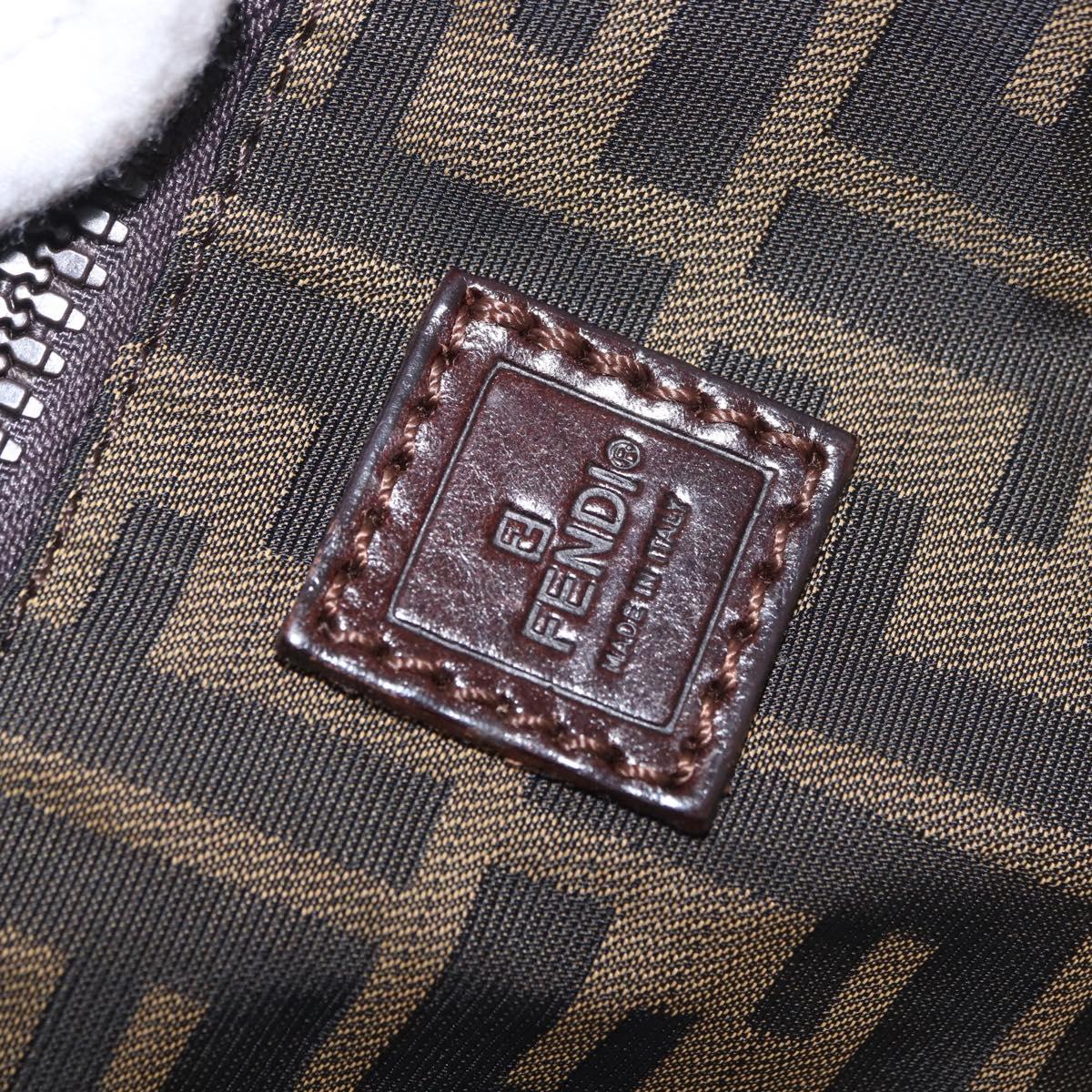 FENDI Zucca Canvas Backpack Nylon Brown Black Auth 187667