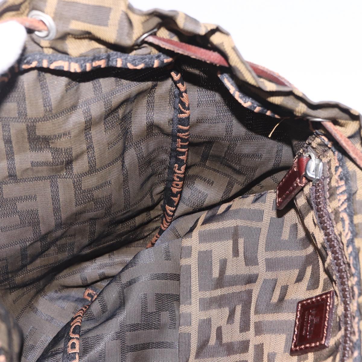 FENDI Zucca Canvas Backpack Nylon Brown Black Auth 187667