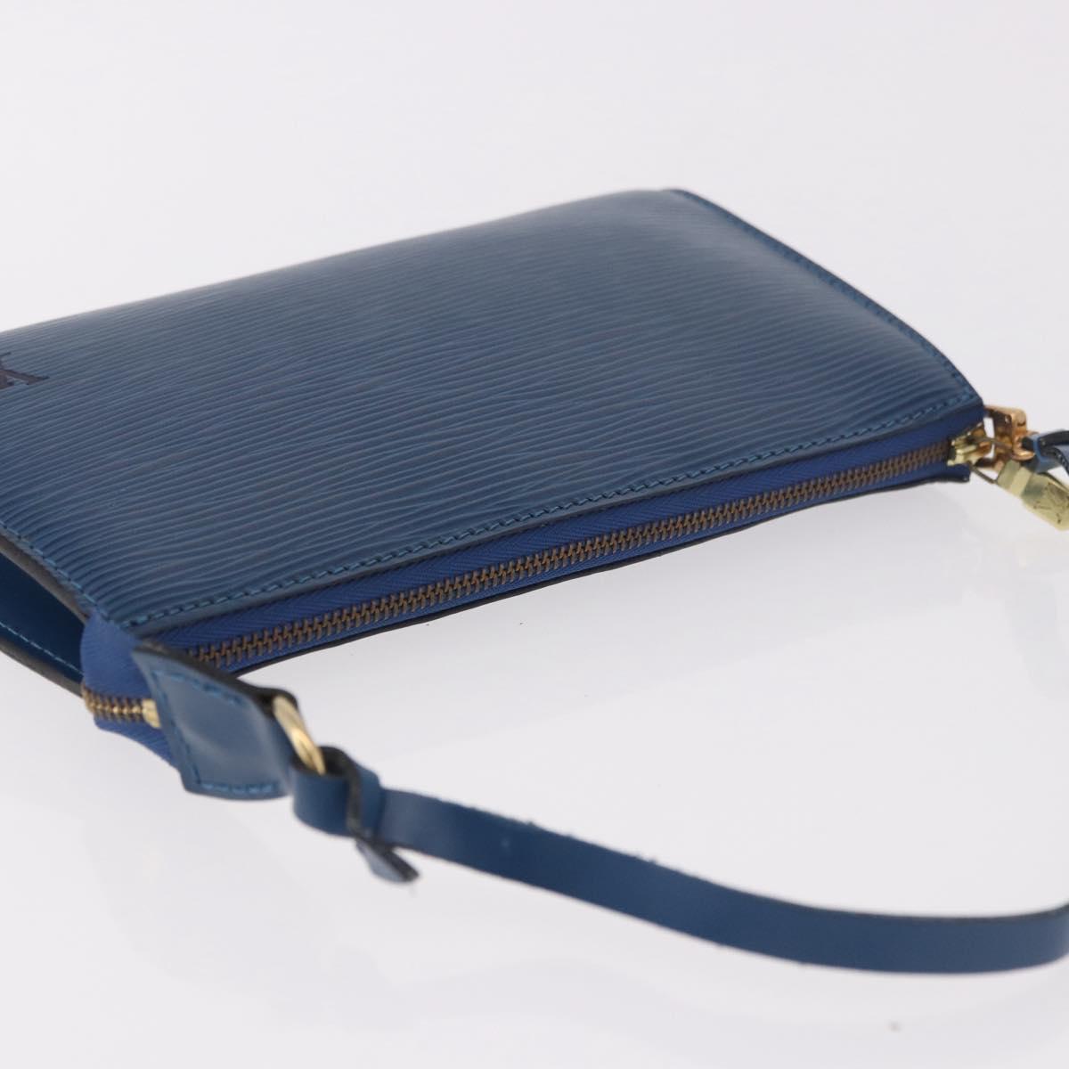 LOUIS VUITTON Epi Pochette Accessoires Pouch Blue M52985 LV Auth 187669