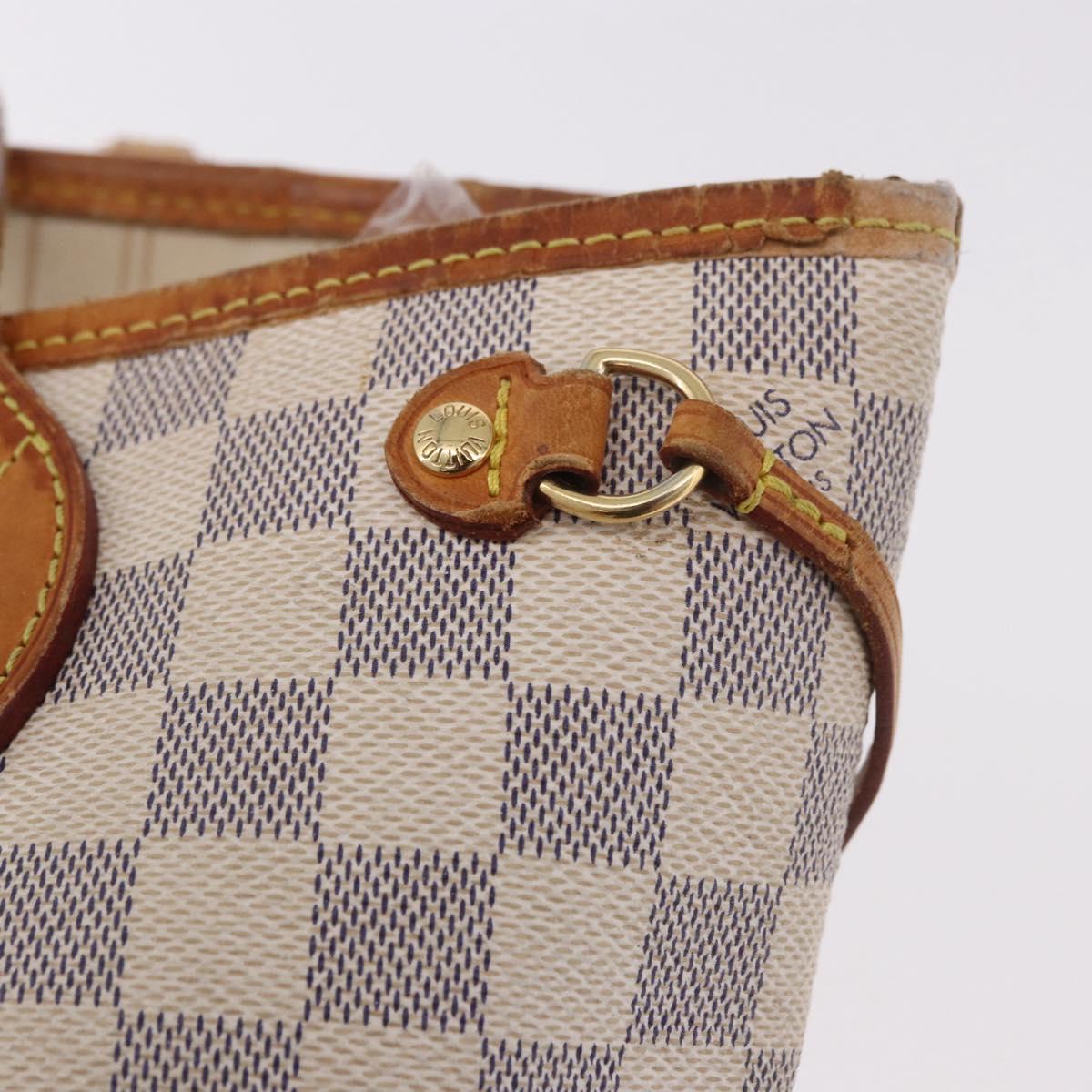 LOUIS VUITTON Damier Azur Neverfull PM Tote Bag N41362 LV Auth 187671