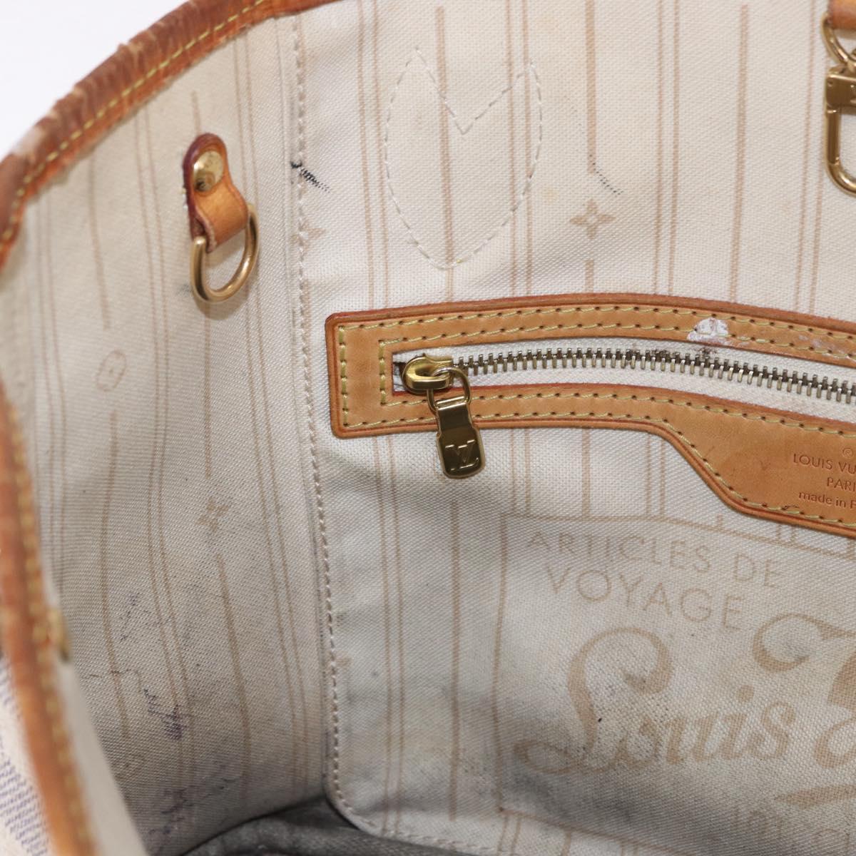 LOUIS VUITTON Damier Azur Neverfull PM Tote Bag N41362 LV Auth 187671