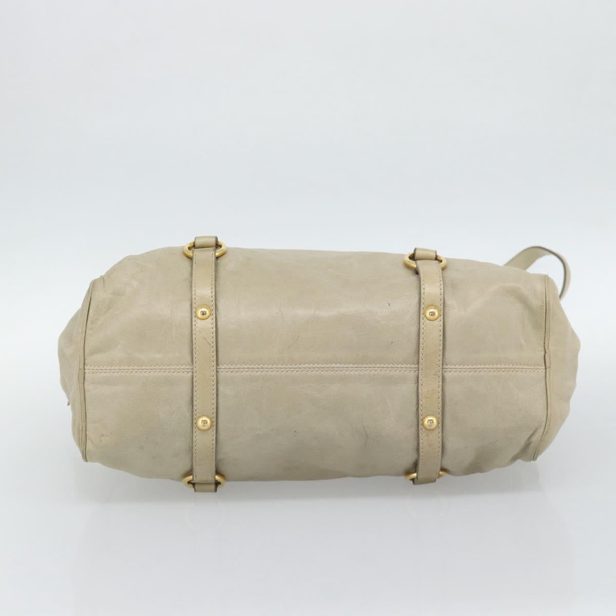 Miu Miu Hand Bag Leather 2way Beige Gold Auth 187673V