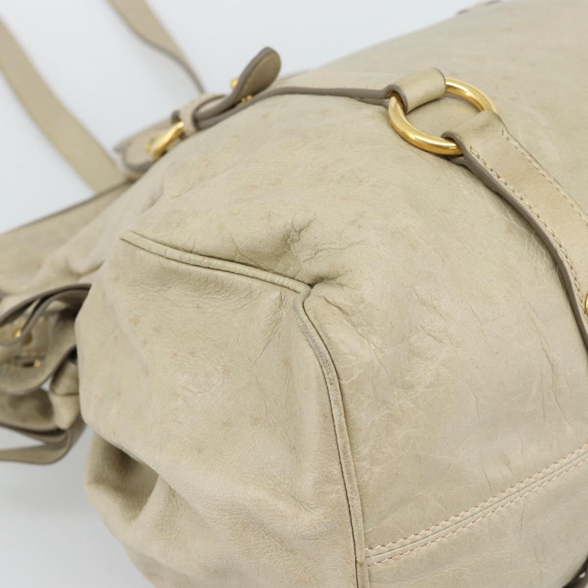 Miu Miu Hand Bag Leather 2way Beige Gold Auth 187673V