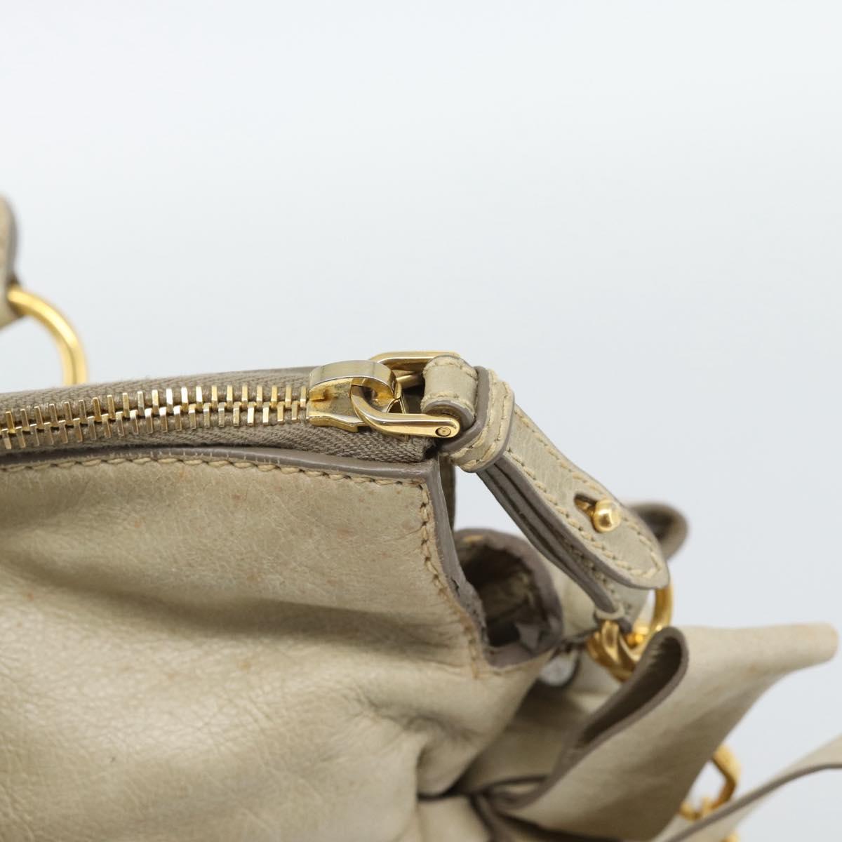 Miu Miu Hand Bag Leather 2way Beige Gold Auth 187673V