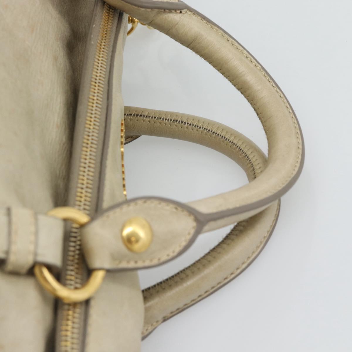 Miu Miu Hand Bag Leather 2way Beige Gold Auth 187673V
