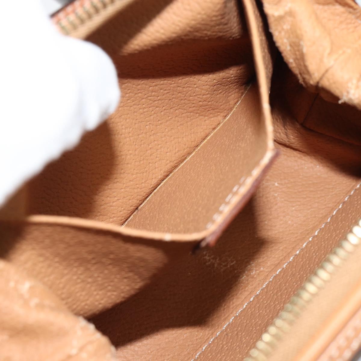 CELINE Macadam Canvas Accessory Pouch PVC Leather Brown Gold Auth 187676