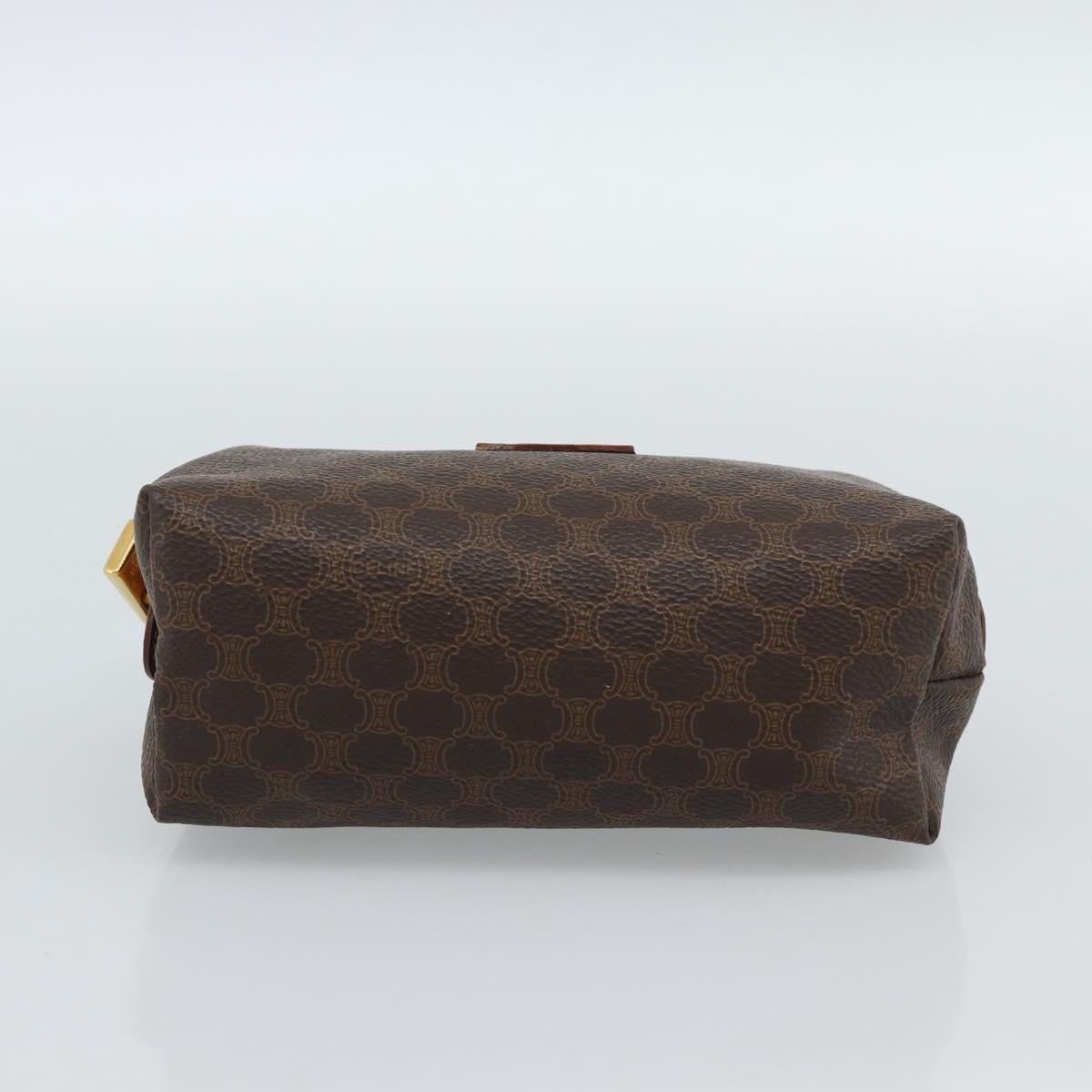 CELINE Macadam Canvas Accessory Pouch PVC Leather Brown Gold Auth 187676