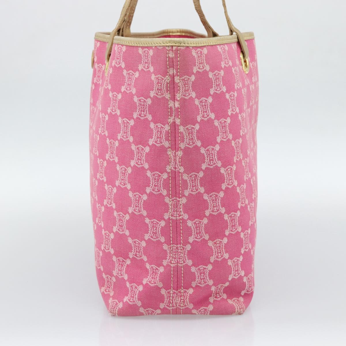 CELINE Paris Macadam Canvas Tote Bag Denim Pink Gold Auth 187677V