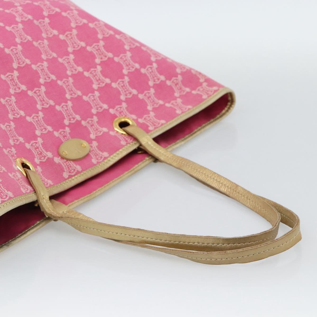 CELINE Paris Macadam Canvas Tote Bag Denim Pink Gold Auth 187677V