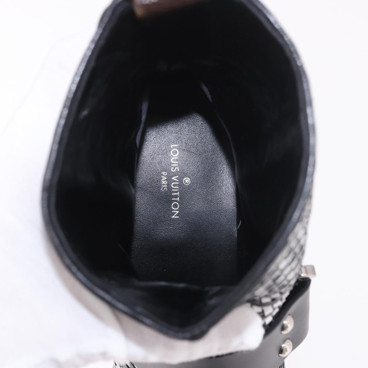 LOUIS VUITTON Baroque Line Ankle Boots Leather Black LV Auth 187687M