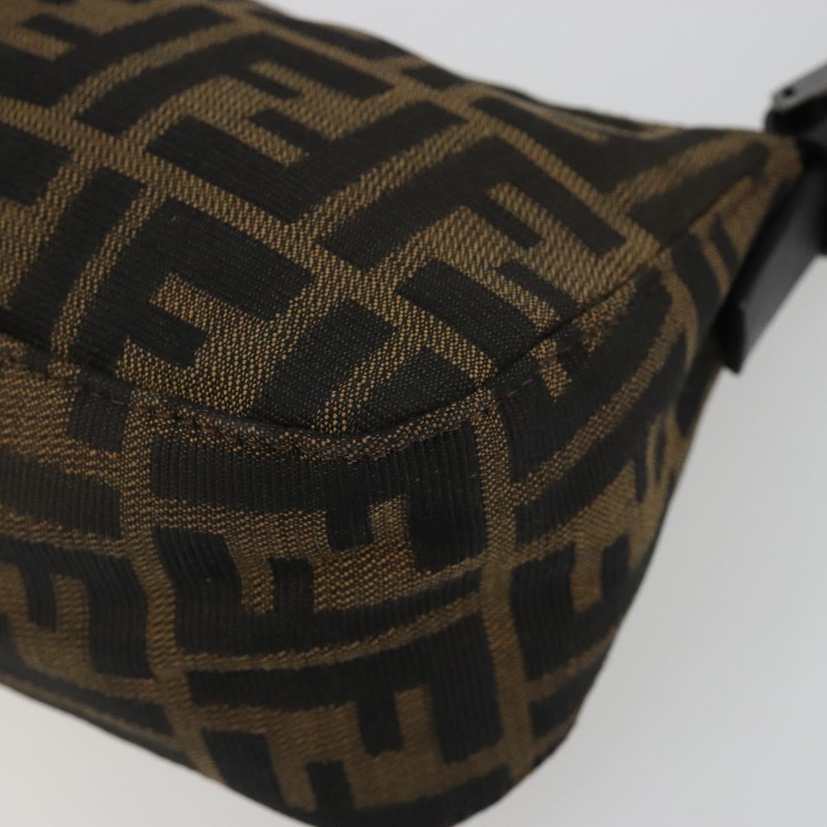 FENDI Zucca Canvas Mamma Baguette Shoulder Bag Black Silver Brown Auth 187689SAM