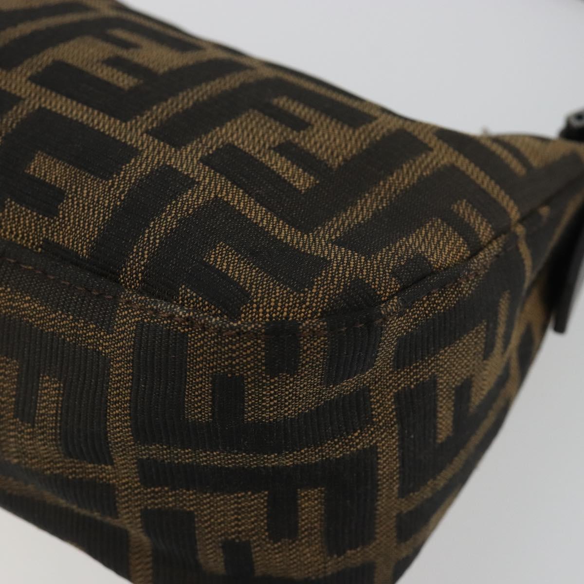 FENDI Zucca Canvas Mamma Baguette Shoulder Bag Black Silver Brown Auth 187689SAM