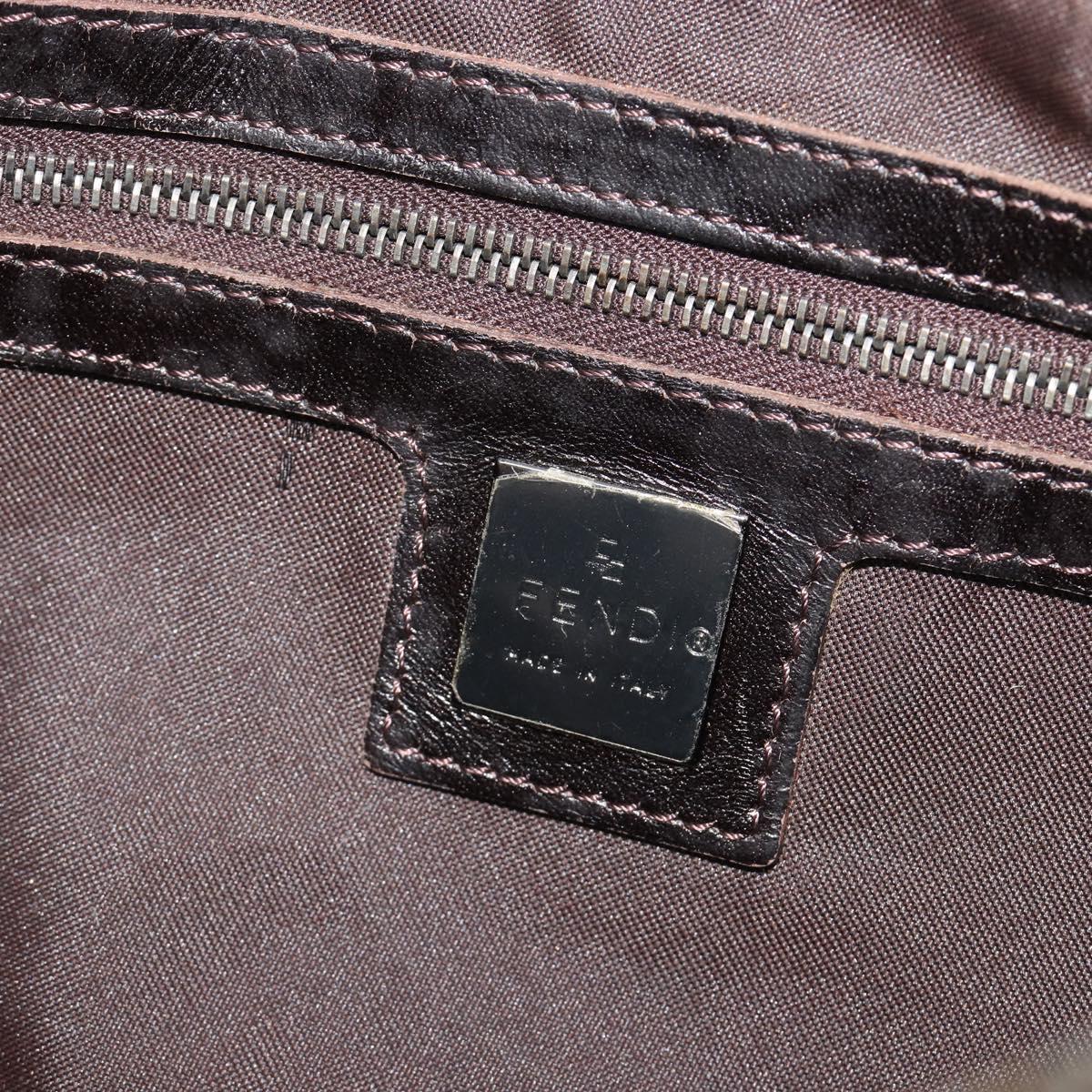 FENDI Zucca Canvas Mamma Baguette Shoulder Bag Black Silver Brown Auth 187689SAM