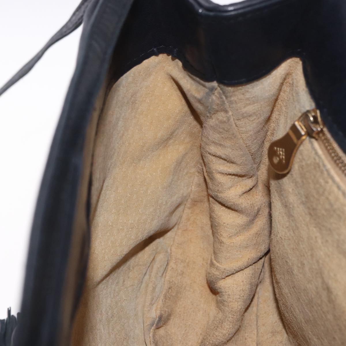 BOTTEGA VENETA INTRECCIATO Shoulder Bag Leather Black Gold Auth 187692A
