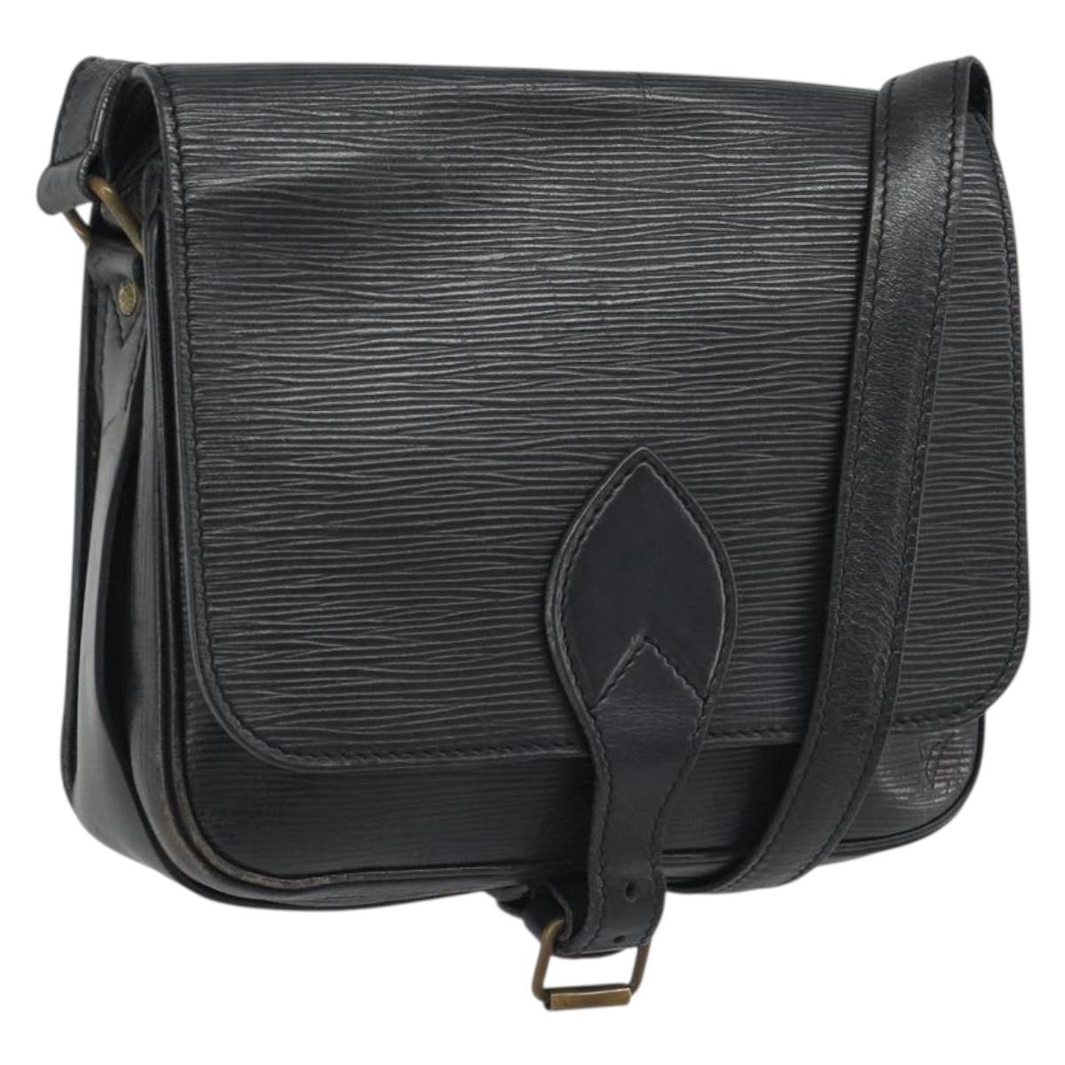 LOUIS VUITTON Epi Cartouchiere MM Shoulder Bag Black Noir M52242 LV Auth 187693