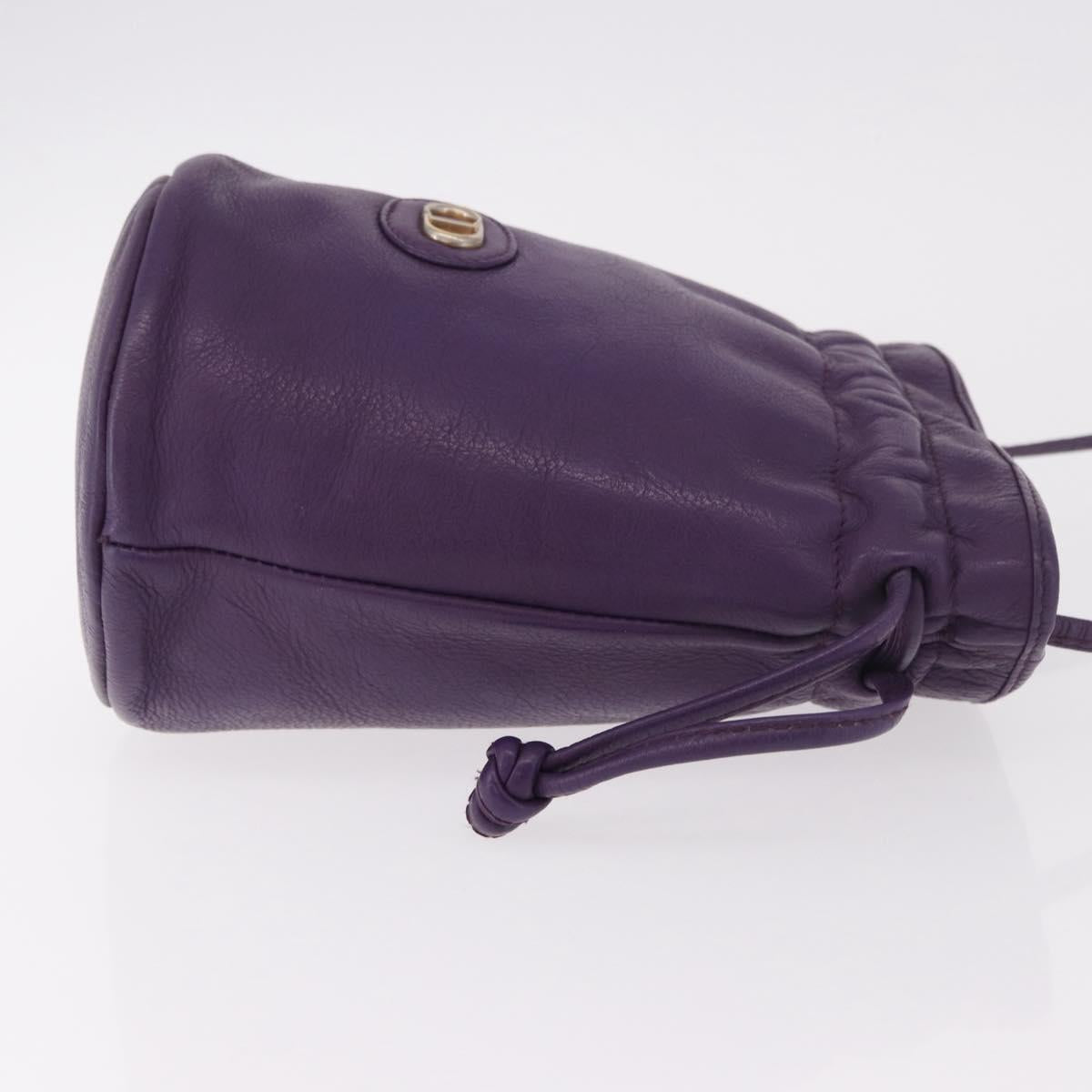 Christian Dior Shoulder Bag Leather Purple Auth 187694