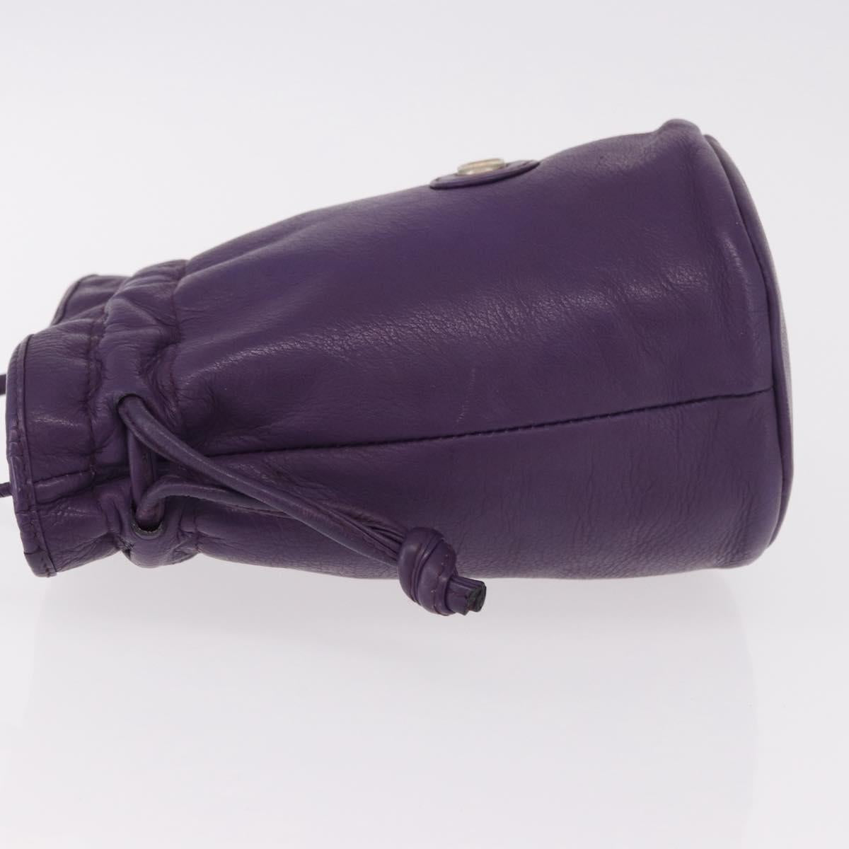 Christian Dior Shoulder Bag Leather Purple Auth 187694