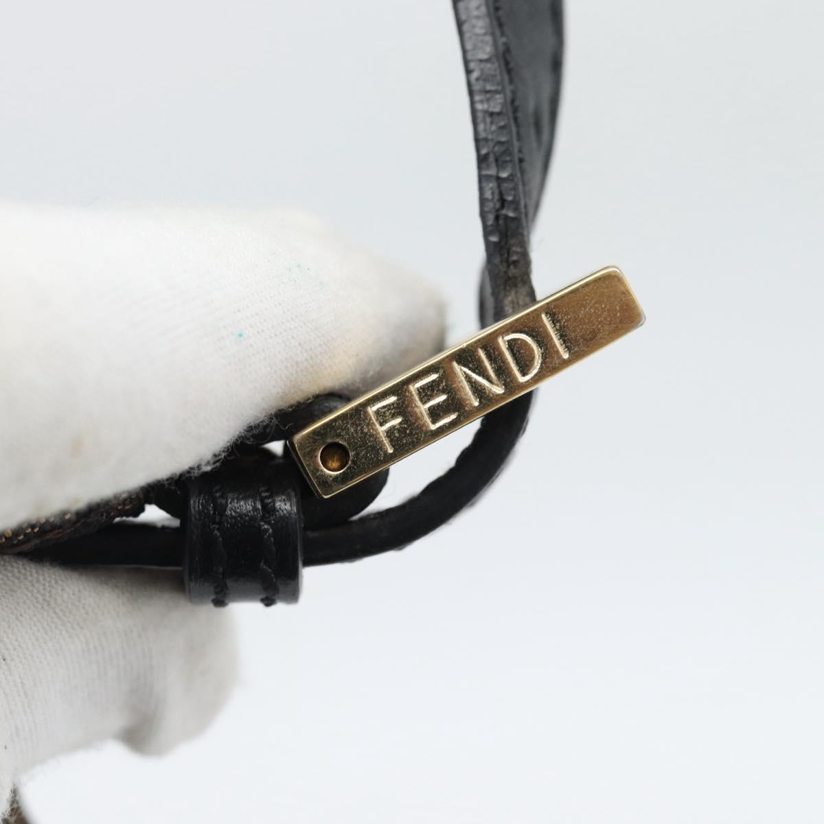 FENDI Zucca Canvas Hand Pouch Black Brown Auth 187696