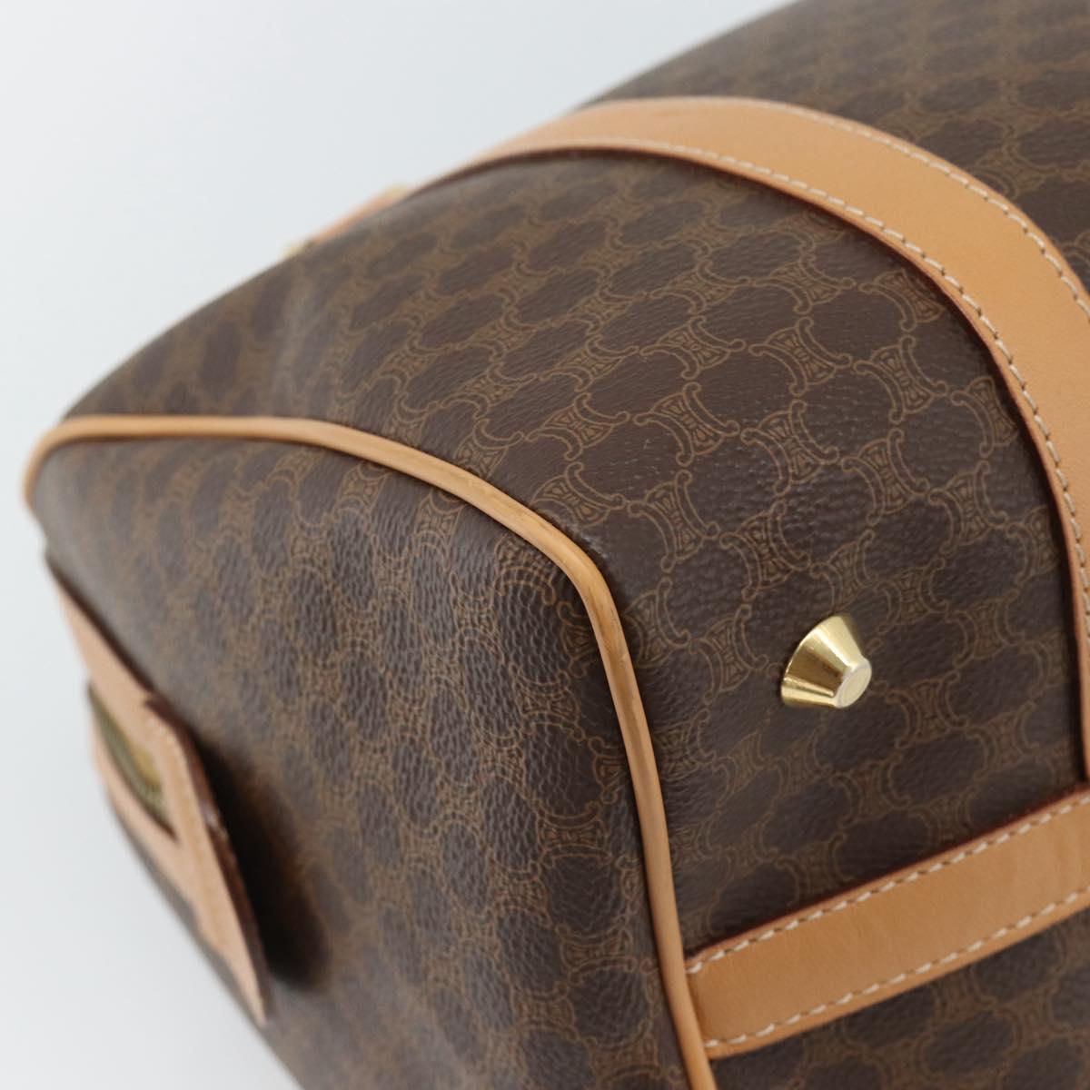 CELINE Macadam Canvas Boston Bag PVC Leather Brown Gold Auth 187697A