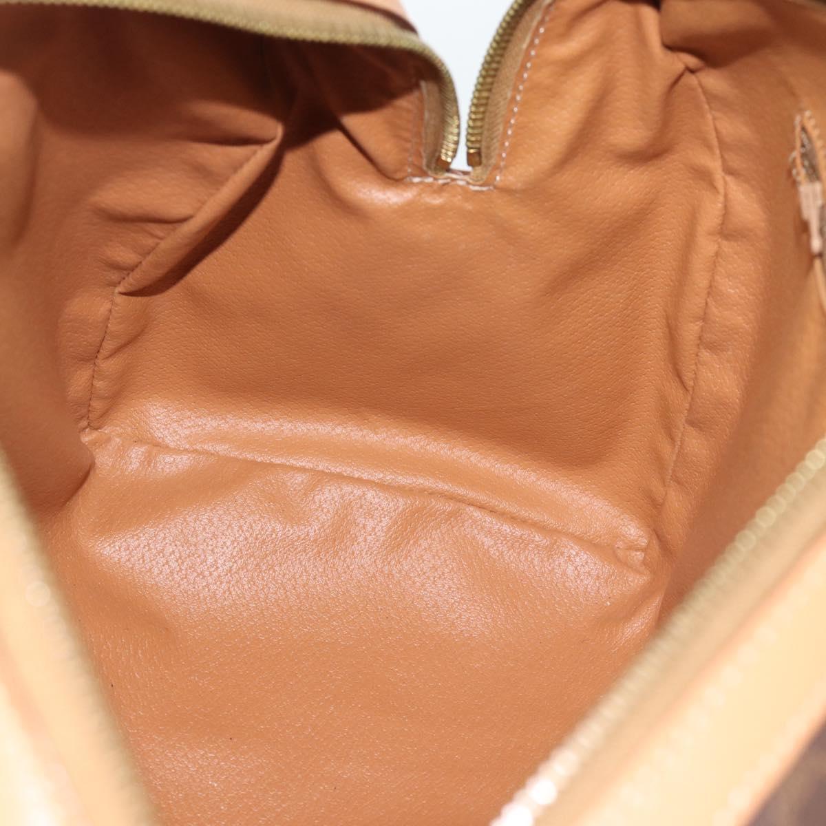 CELINE Macadam Canvas Boston Bag PVC Leather Brown Gold Auth 187697A