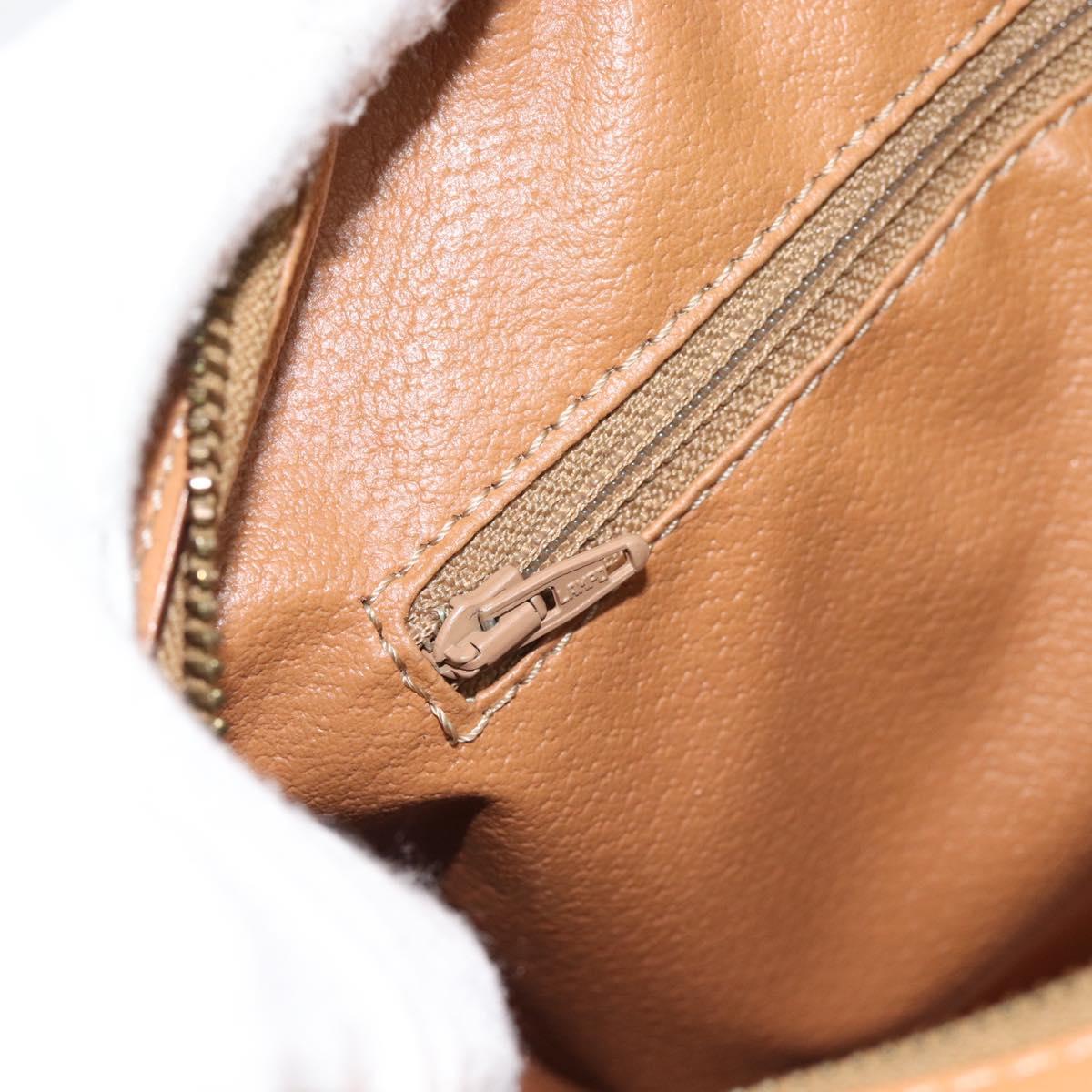 CELINE Macadam Canvas Boston Bag PVC Leather Brown Gold Auth 187697A