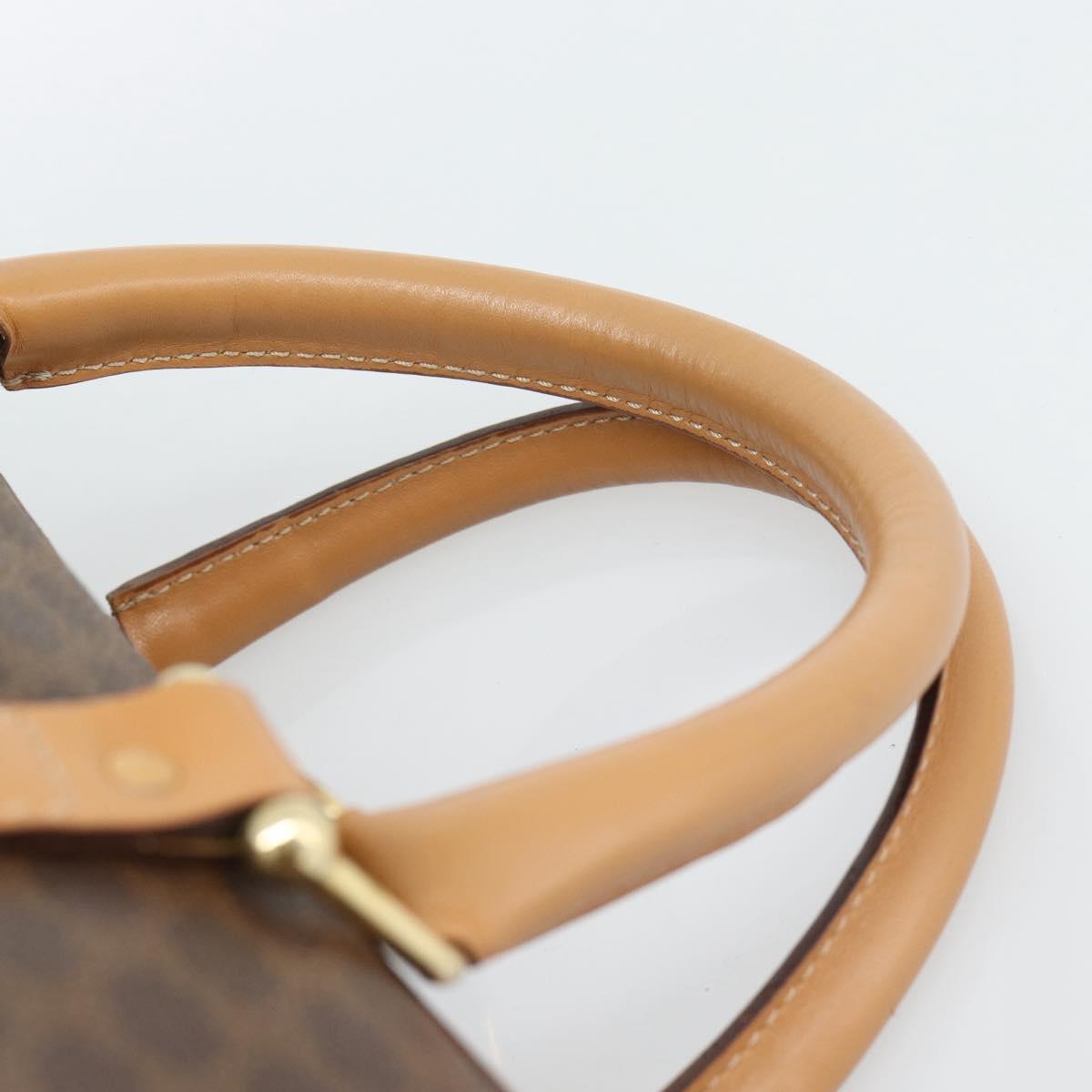 CELINE Macadam Canvas Boston Bag PVC Leather Brown Gold Auth 187697A
