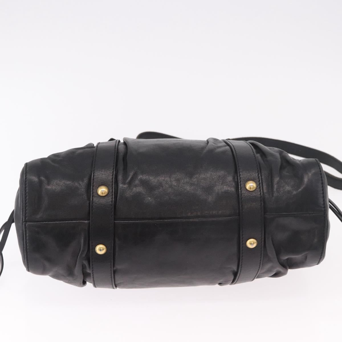 Miu Miu Hand Bag Leather 2way Black Gold Auth 187699SAM
