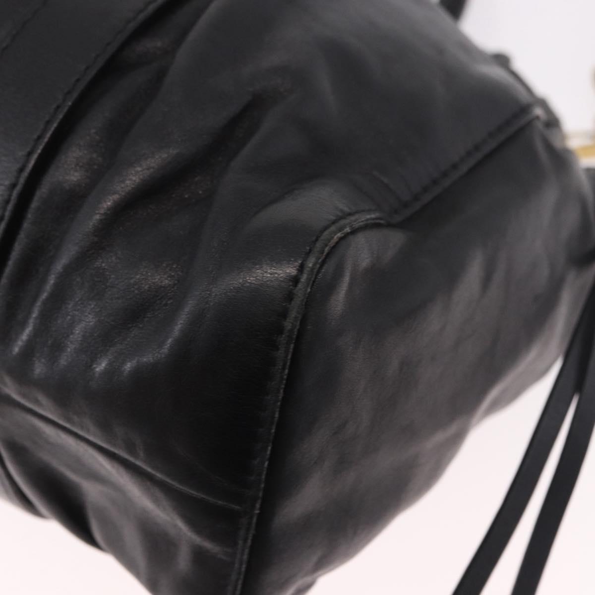 Miu Miu Hand Bag Leather 2way Black Gold Auth 187699SAM
