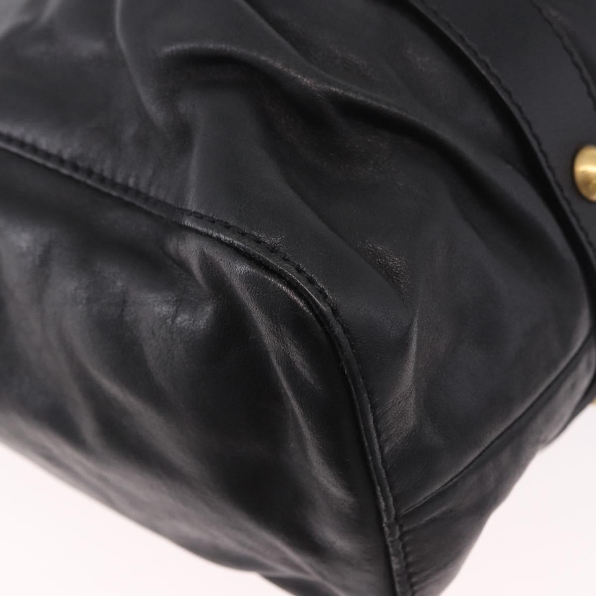 Miu Miu Hand Bag Leather 2way Black Gold Auth 187699SAM