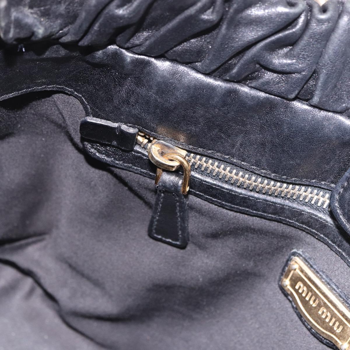 Miu Miu Hand Bag Leather 2way Black Gold Auth 187699SAM