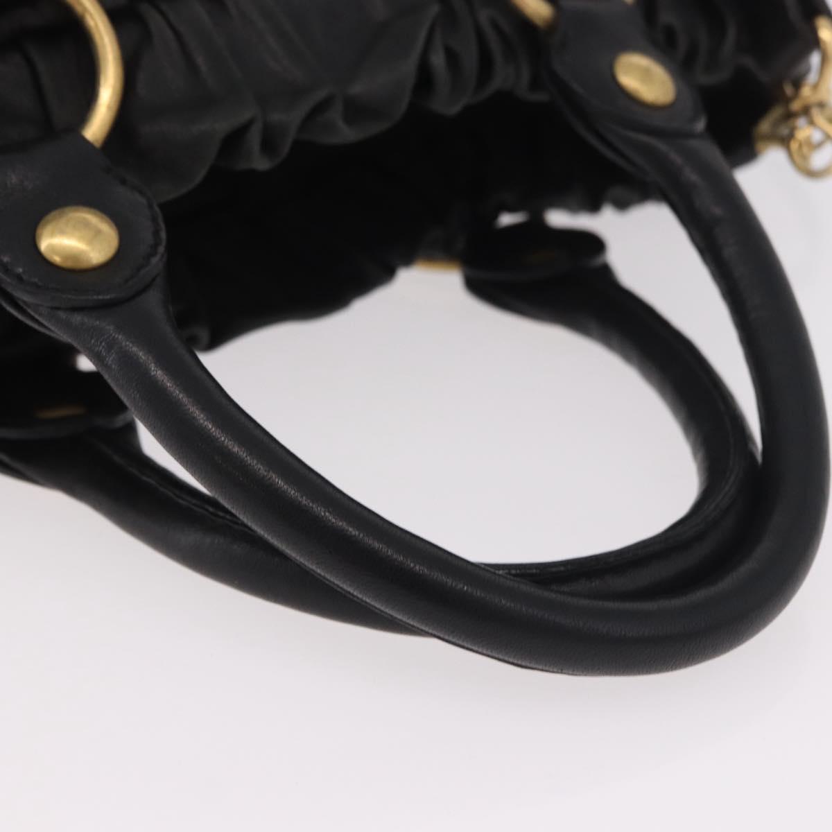 Miu Miu Hand Bag Leather 2way Black Gold Auth 187699SAM