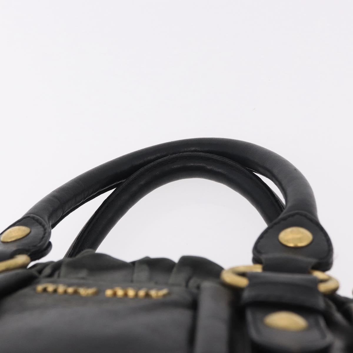 Miu Miu Hand Bag Leather 2way Black Gold Auth 187699SAM