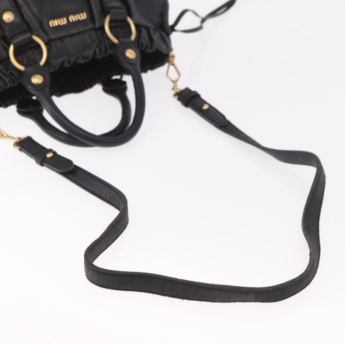 Miu Miu Hand Bag Leather 2way Black Gold Auth 187699SAM