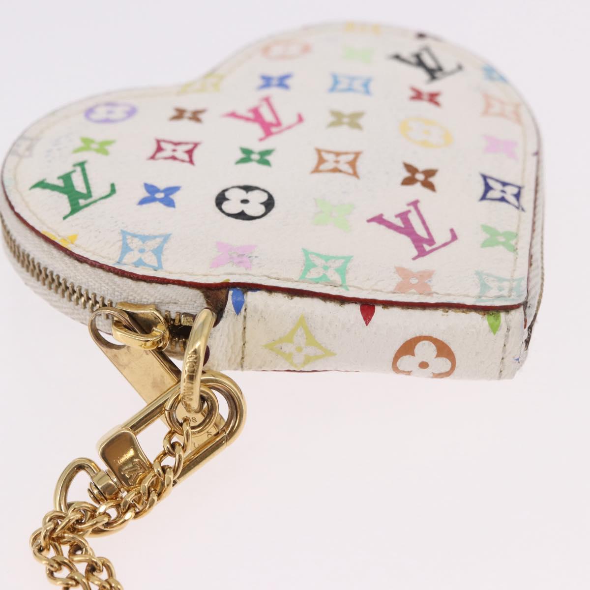 LOUIS VUITTON Multicolor Porte Monnaie Coeur Purse White M60040 LV Auth 187700