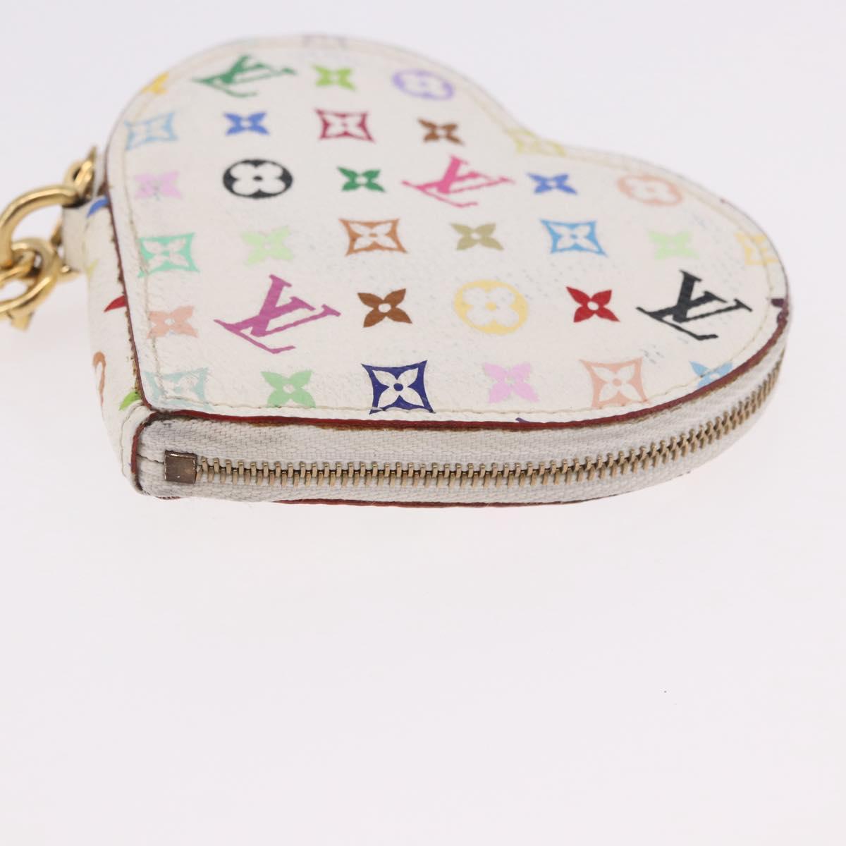 LOUIS VUITTON Multicolor Porte Monnaie Coeur Purse White M60040 LV Auth 187700