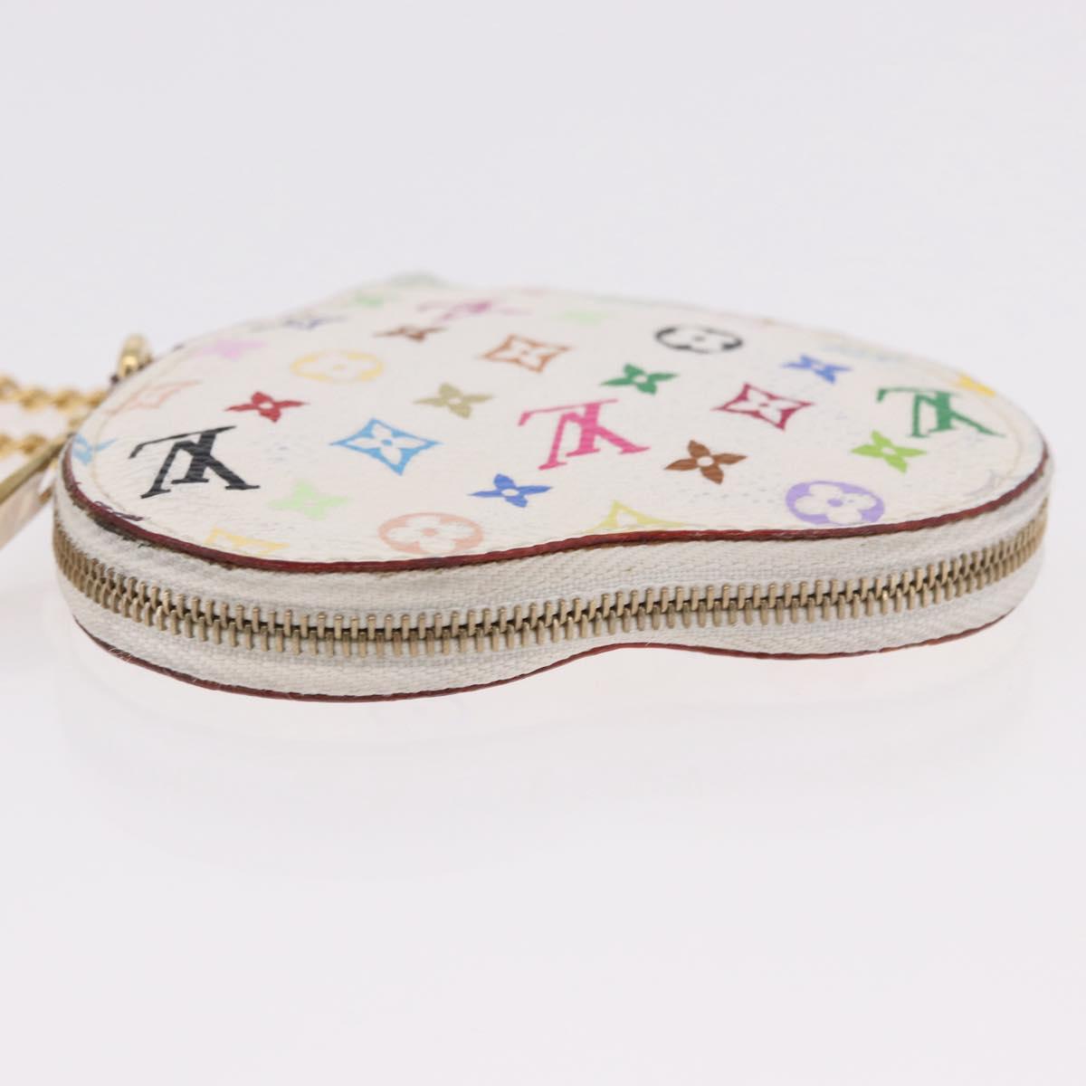 LOUIS VUITTON Multicolor Porte Monnaie Coeur Purse White M60040 LV Auth 187700