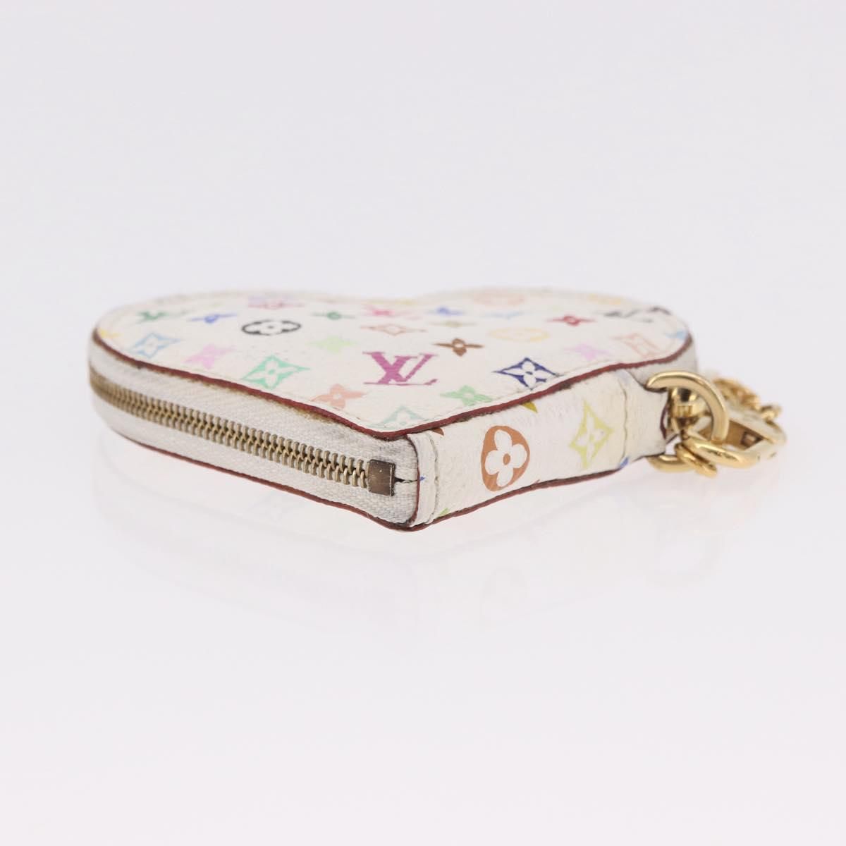 LOUIS VUITTON Multicolor Porte Monnaie Coeur Purse White M60040 LV Auth 187700