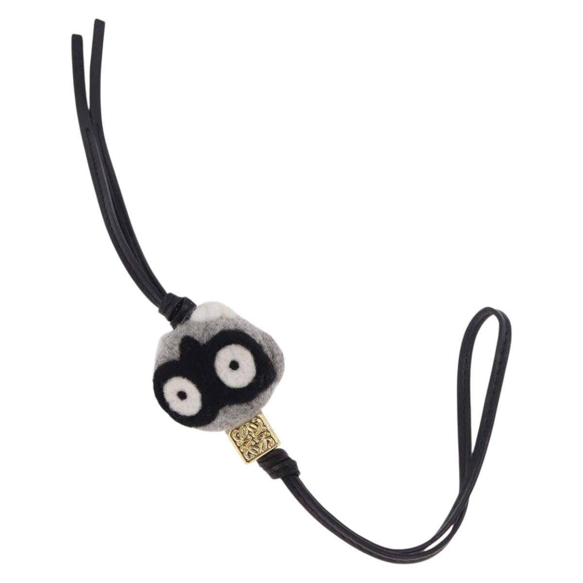 LOEWE Bag Charm Key Holder Owl Bag Charm Wool Gray Auth 187701M